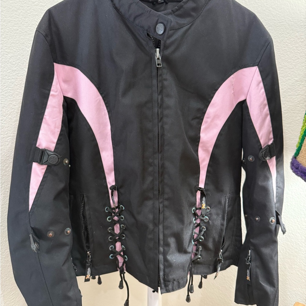 Xelement Black and Pink Motorcycle Jacket